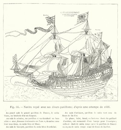 Navire royal avec ses divers pavillons (d