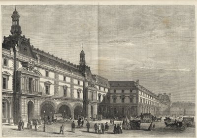 Nouveaux bâtiments des Tuileries sur la place du Carrousel (gravure) - Le nouveau Louvre - façade côté place du Carrousel et salle des États - Gravure de 1869 - French School