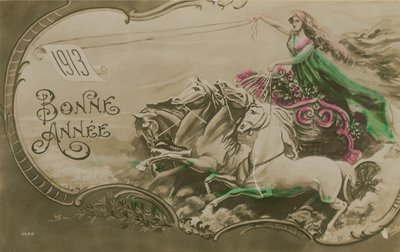 Carte de vœux du Nouvel An, 1913. Carte postale envoyée en 1913. - French School