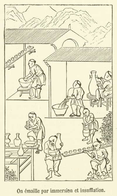On émaille par immersion et insufflation - French School