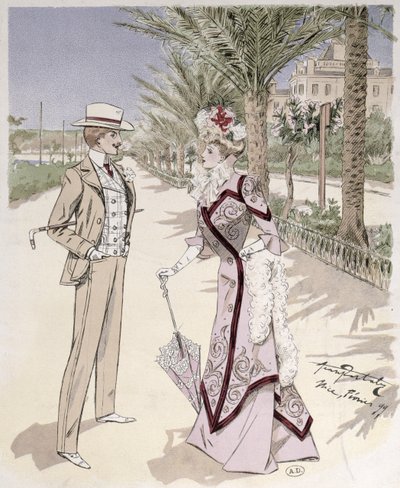 Sur la Promenade des Anglais, Nice, février 1899 - French School