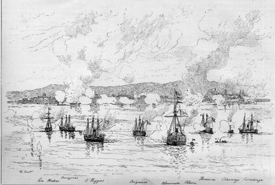 Guerre du Pacifique (1879-1884) entre le Pérou et la Bolivie et le Chili - 22 avril - French School