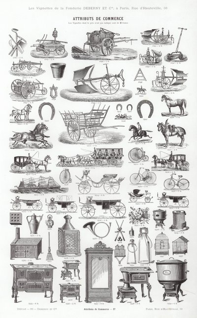Page de Vignettes Typographiques (gravure) - French School