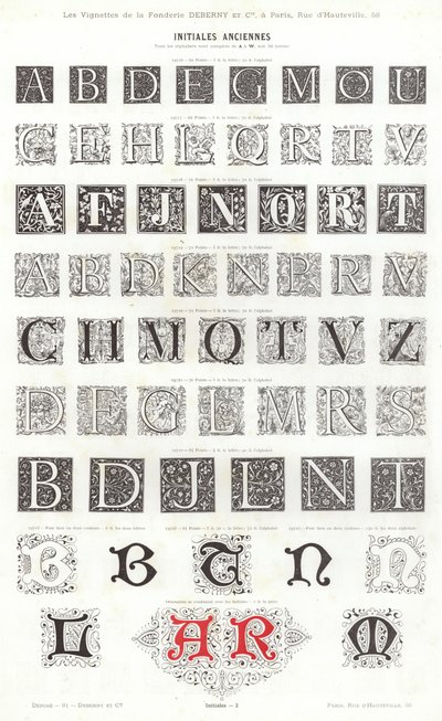 Page de Vignettes Typographiques - French School