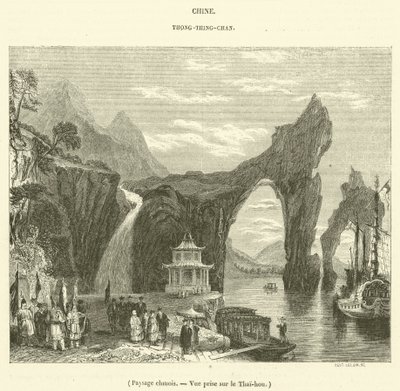 Paysage chinois, Vue prise sur le Tai-hou - French School