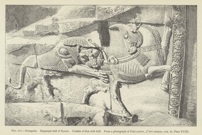 Persépolis, salle hypostyle de Xerxès, combat de lion avec taureau - French School