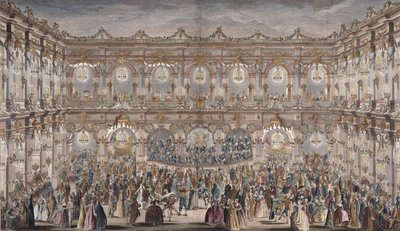 Vue en perspective de la salle de bal, construite dans la cour de l