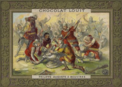 Philippe Auguste de France désarçonné à la bataille de Bouvines, 1214 - French School