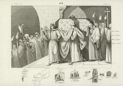 Philippe III de France aidant à porter le cercueil de son père, Louis IX - French School