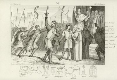 Philippe Ier de France et le pape Urbain II ralliant des partisans pour la Première Croisade, vers 1095 - French School