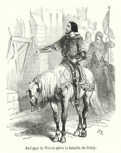 Philippe de Valois après la bataille de Crécy (gravure) - French School