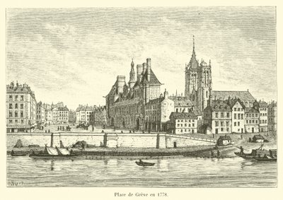 Place de Grève en 1778 - French School