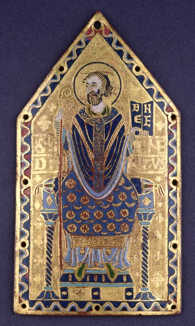 Plaque avec image de Saint Benoît - French School