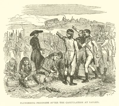 Pillage des prisonniers après la capitulation à Baylen (gravure) - French School