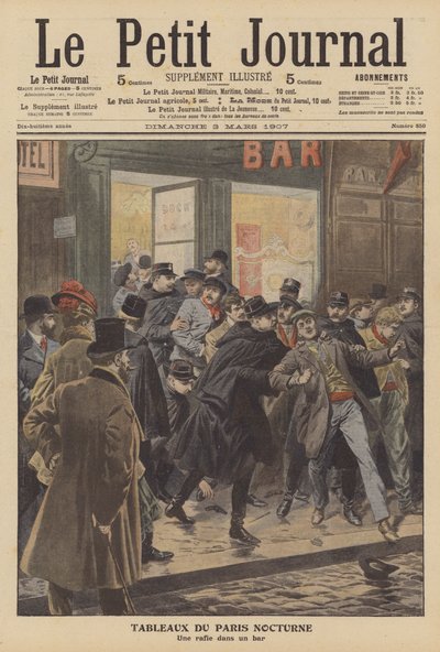 Descente de police dans un bar parisien la nuit - French School