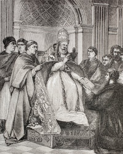 Le pape Grégoire IX remettant les Décrétales à un avocat du Consistoire, de 