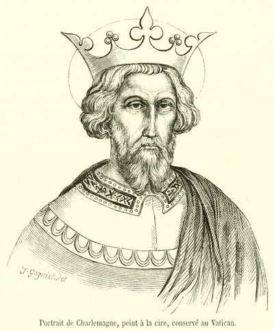 Portrait de Charlemagne, peint à la cire, conservé au Vatican - French School