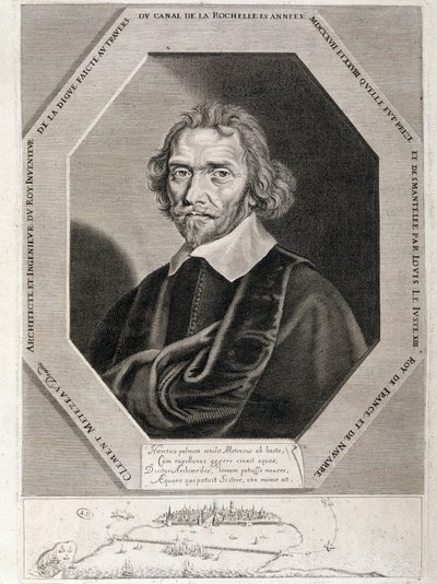 Portrait de Clément Métezeau, architecte et ingénieur du roi, inventeur du barrage par le canal de La Rochelle, années 1627-28 - French School