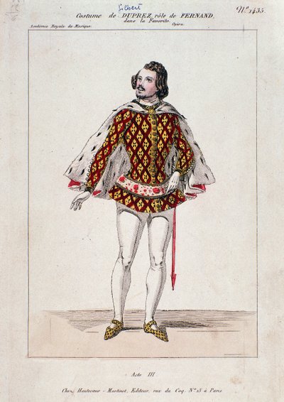 Portrait de Gilbert Duprez, ténor et compositeur français dans "La Favorite" de Gaetano Donizetti - French School