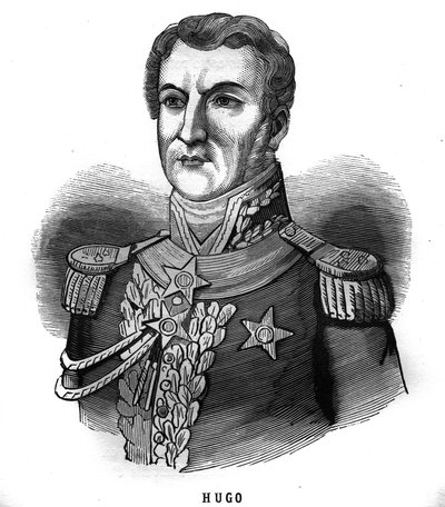 Portrait de Joseph Léopold Sigisbert Hugo (1773-1828), général du Premier Empire, père de Victor Hugo. Gravure dans "Les Illustrations de l