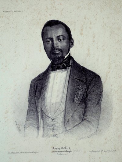 Portrait de Louisy Mathieu (1817-1874), ancien esclave et député de la Guadeloupe. Gravure du 19ème siècle - French School