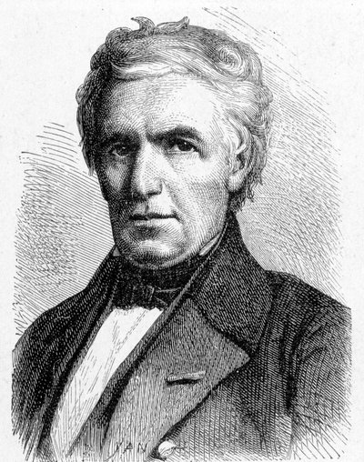 Portrait de Marc Séguin (1786 - 1844), ingénieur français qui a conçu le principe des ponts suspendus, également inventeur de la chaudière tubulaire - dans "Album de la Science; savants illustres; Grandes découvertes" 1896. - French School