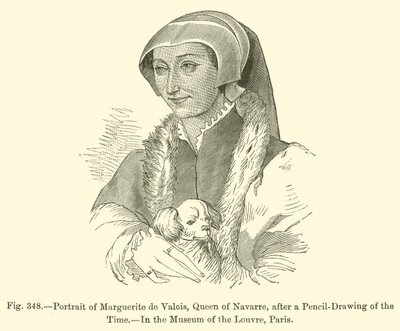 Portrait de Marguerite de Valois, Reine de Navarre (gravure) - French School