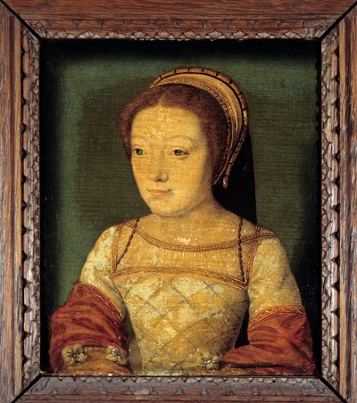 Portrait de Renée de France, fille de Louis XII, duchesse de Ferrare (1510 - 1575). Huile sur bois, 0,16 x 0,13 m. peinture anonyme. École française du XVIe siècle. - French School