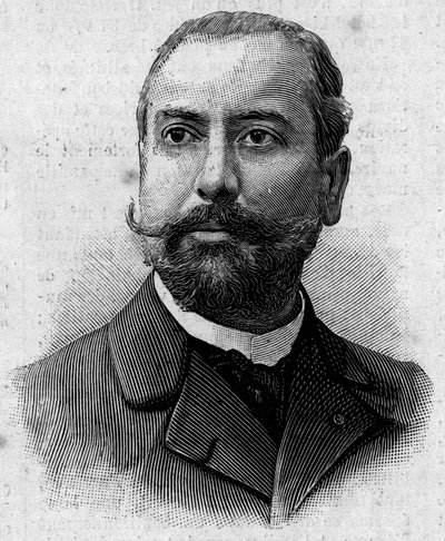 Portrait de Victor Théophile Liotard (1858-1916), pharmacien et explorateur colonial français. Gravure dans "Journal des Voyages" du 29 janvier - French School