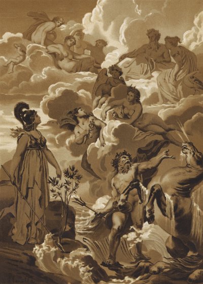 Poséidon et Athéna disputant le droit de nommer Athènes - French School