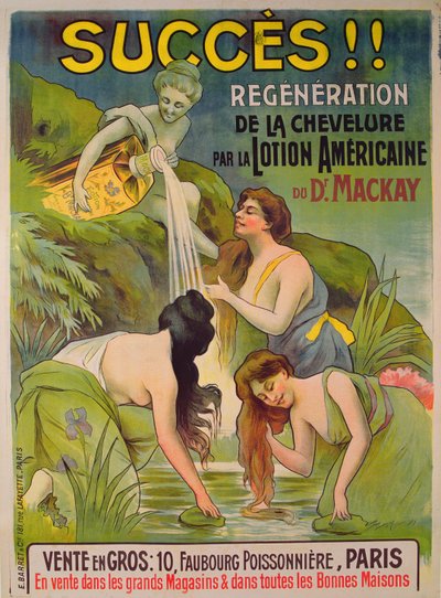 Affiche publicitaire pour La lotion américaine du docteur Mackay - French School