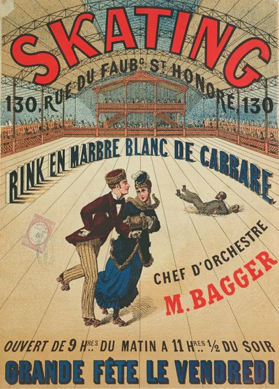 Affiche publicitaire pour une patinoire à roulettes à Paris - French School