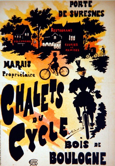 Affiche Publicitaire pour les Chalets du Cycle, Bois de Boulogne, près de la Porte de Suresnes - French School