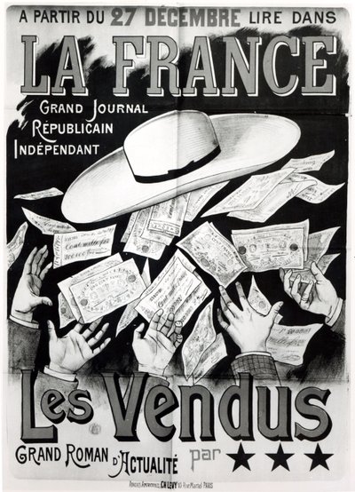 Affiche publicitaire pour le roman Les Vendus traitant de l