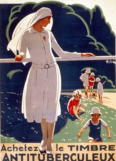Affiche pour "Achetez le timbre antituberculeux" publiée par le Comité National de Défense contre la Tuberculose. Lithographie 1917. - French School