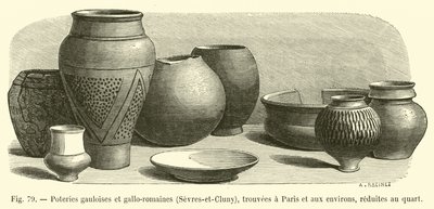 Poteries gauloises et gallo-romaines, Sèvres-et-Cluny, trouvées à Paris et aux environs, réduites au quart - French School