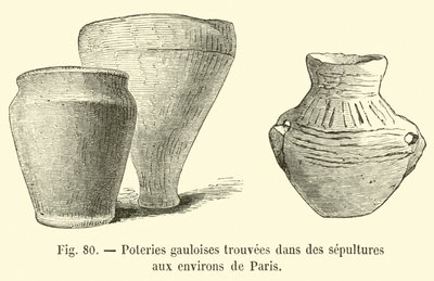 Poteries gauloises trouvées dans des sépultures aux environs de Paris - French School