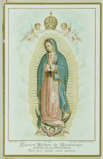 Carte de prière représentant Notre-Dame de Guadalupe, vers 1900 - French School