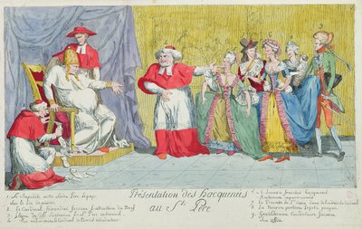 Présentation des juments au Saint-Père, caricature de l
