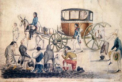 Prêtre apportant la Communion aux malades et mourants, vers 1850 - French School