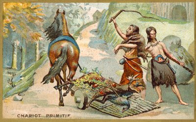 Chariot primitif - French School