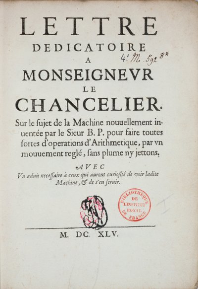 Lettre dédicatoire imprimée sur l