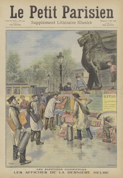 Affichage de posters pour les élections municipales françaises - French School