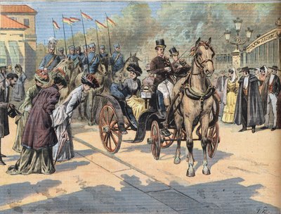 La reine Marie Christine de Teschen (1858-1929) salue les reines des Marches de Paris, du journal "Le Petit Parisien" - French School
