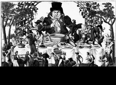 Rabelais : Gargantua avec son grand dais, gravure sur cuivre - French School