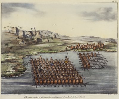 Radeaux transportant des cruches en Égypte - French School