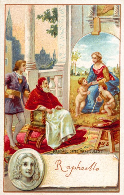 Raphaël et le pape Jules II - French School