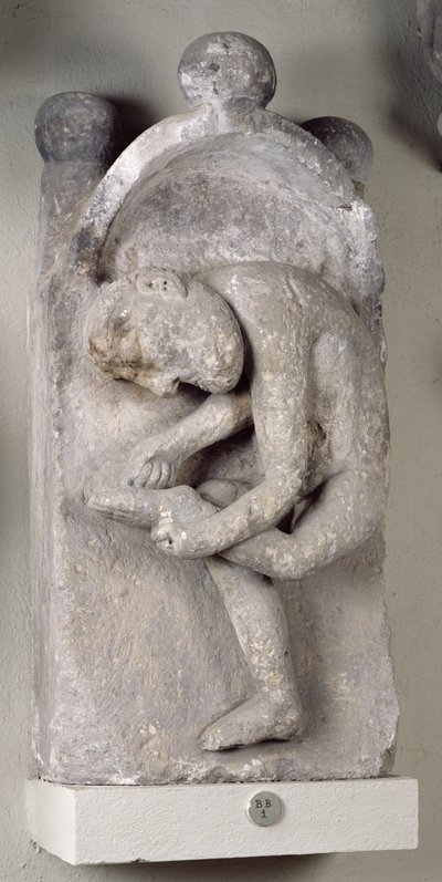 Relief représentant un homme enlevant une épine de son pied - French School