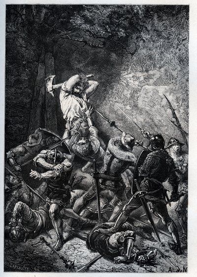Représentation du Grand Ferré (ou Ferret) (ca. 1330-ca. 1358) héros picard de la Guerre de Cent Ans - gravure de «L