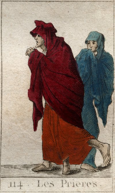 Représentation des Prières (ou Lites), filles de Jupiter, sous la forme de vieilles femmes boiteuses et humbles. De « Mythologie de la jeunesse » par Pierre Blanchard 1803 - French School